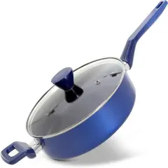 NutriChef Saucepan Pot with Lid - Non-stick High-Qualified Kitchen Cookware with See-Through Tempered Glass Lids, 3 QT.