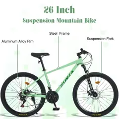 26 Inch Suspension Mountain Bike, 8-Speed Rear Derailleur and 3x8 Speed Shifter, Mountain Bike for Men and Women