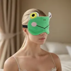 Unique Bargains Soft Cartoon Sleep Mask Frog V-shaped Mouth Green 1 Pc