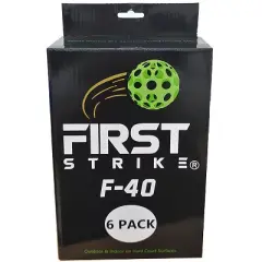 First Strike Pickleball: F-40 Pickleballs - 6 Pack - Competition Game Balls, Indoor/Outdoor Play, 40 Hole Precision Design, High-Performance