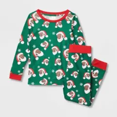 Greentop Gifts Toddler Santa Print Matching Family Pajama - Green