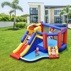 Costway Inflatable Bouncy Castle Kids Jumping House w/ Double Slides Air Blower Excluded