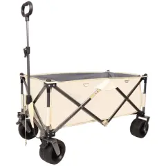 Chery Life Folding Wagon, Heavy Duty Utility Beach Wagon Cart with Adjustable Handle&Drink Holders for Shopping, Camping,Garden & Outdoor