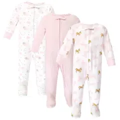 Yoga Sprout Baby Girl Cottton Zipper Sleep and Play 3pk, Unicorn