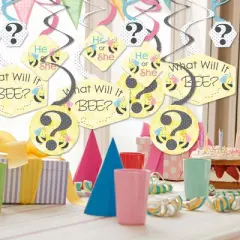 Big Dot of Happiness What Will it Bee - Gender Reveal Hanging Decor - Party Decoration Swirls - Set of 40