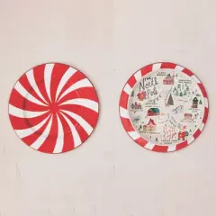 Storied Home Round Stoneware Plate with North Pole Scene, Multicolor