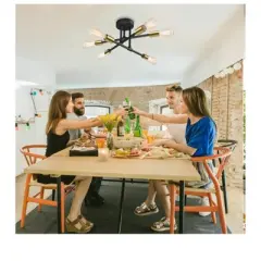 Defong 6-Lights Sputnik Semi Flush Mount Ceiling Light Fixture