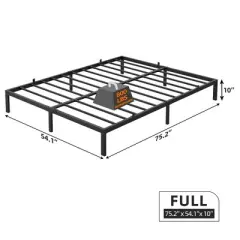 6 to 14 Inch Bed Frame with Under Bed Storage, Heavy Duty Metal Platform - Easy Assembly, No Box Spring Needed, Black