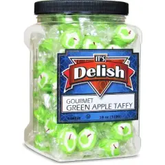 Green Apple Soft Taffy by It's Delish, 18 Oz Jumbo Reusable Container