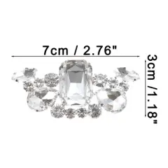 Unique Bargains Women's Rhinestone Shoe Buckle 2.76"x1.18" Silver Tone 2 Pcs