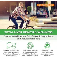 Forest Leaf Liver Detox Cleanse, Fatty Liver Repair Liver Supplement with Milk Thistle, Dandelion Root Extract & Herbs - 60 Caps