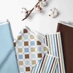 Bacati - Mod Dia Aqua/Choc Laundry Hamper with Wooden Frame