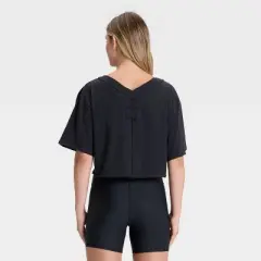 Women's V-Neck Boxy Cropped Short Sleeve Top - JoyLab&trade;