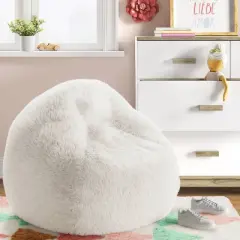 Long Fur Kids' Bean Bag Cream - Pillowfort&trade;