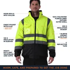 RefrigiWear HiVis Insulated Fleece Lined Waterproof Bomber Jacket