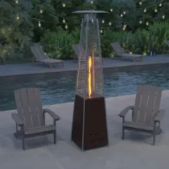 Merrick Lane Stainless Steel Pyramid Shape Portable Outdoor Patio Heater - 7.5 Feet Tall