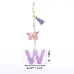 Unique Bargains Star Sequin Letter W Butterfly Tassel Water Cup Pendant Purple 1 Pc