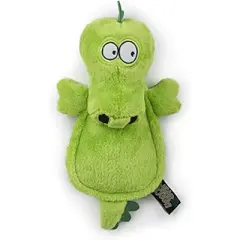 goDog Flattie Gator Silent Squeak Plush Dog Toy w/ Chew Guard Technology - Green, Large