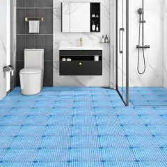 VEVOR Interlocking Tile 55PCS Blue, Drainage Tiles 12" x 12" Splicing, Soft PVC Interlocking Drainage Floor Tiles, Non-Slip Drainage Holes