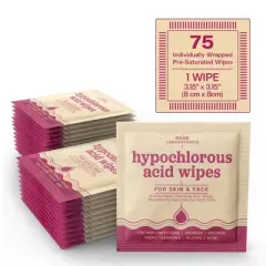 BASE LABORATORIES Hypochlorous Acid Wipes for Skin & Face - 75 Wipes | Maintain Clean & Healthy Skin