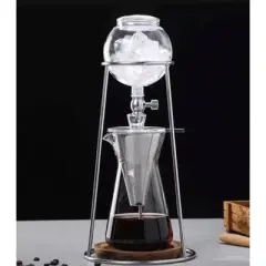 Nispira Iced Coffee Cold Brew Drip Coffee Maker Stainless Steal Silver, 400mL, Borosilicate Glass