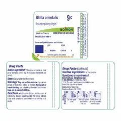 Blatta Orientalis 9C by Boiron Homeopathic Single Medicine For Allergy  -  80 Pellet
