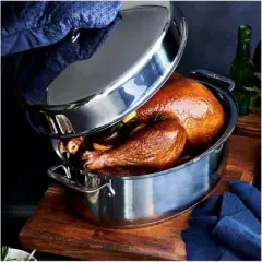All-Clad Specialty Stainless Steel Covered Oval Roaster 3 Piece, 19x12x10 Inch