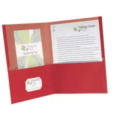 Oxford Earthwise Recycled 2-Pocket Folder, Red, Pack of 25