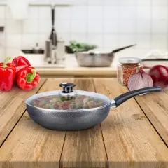 Brentwood Aluminum Non-Stick 11 Inch Wok with Lid in Black