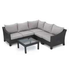 Antibes 6pc Wicker V-Shaped Sectional Sofa Set Gray/Silver - Christopher Knight Home