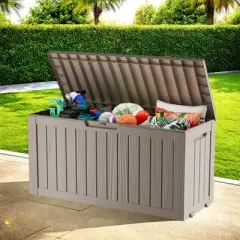 FURNIinspire Deck Boxes 75 Gallon Waterproof Resin Deck Box, Outdoor Storage Container Storage Bin, All Weather Use, Light Brown, 18&ldquo;*46&rdquo;*23&ldquo;