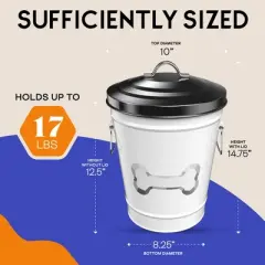 Amici Pet Zentangle Dog Bone Design Metal Storage Canister, 270 oz. , White w/ Black Lid