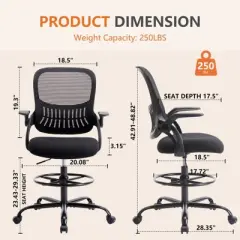 Tall Office Chair for Standing Desk Counter Height Office Chairs
