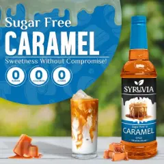 Syruvia Sugar Free Caramel Syrup - 25.4 fl oz. Premium Flavoring Syrup For Coffee