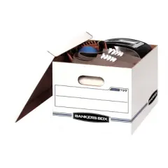 Bankers Box Storage File Letter/Legal 12"x10"x15" 8pk White - Fellowes: Cardboard File Boxes with Lids, Paperboard Core