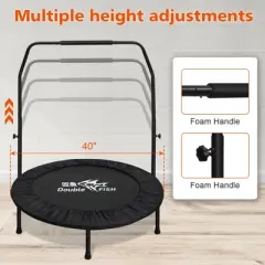 Jump Into Fun Adjustable Foam Handle Mini Trampoline, Various height adjustments Handle,Easy To Assemble And Waterproof For Workouts Eas