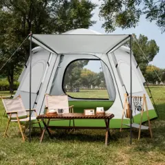 SUGIFT 4 Person Camping Tent with Mesh Windows Double Layer Design Easy Setup and Carry Bag