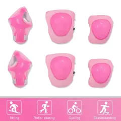 Unique Bargains Outdoor Sport Skating Palm Elbow Knee Support Guard Pad Protective Pads Set Pink 5.1" x 4.5" 6 in 1