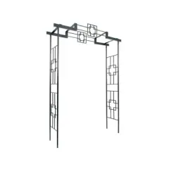 Achla Designs 95.5" Elegant Handcrafted Square-on-Square Iron Garden Arbor Graphite Powder Coated Finish