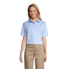 Lands' End School Uniform Women's No Gape Short Sleeve Stretch Shirt