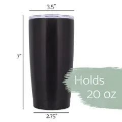 100 North 20 Ounce Stainless Steel On the Go Travel Tumbler With Push Top Lid, First I Need Coffee Black