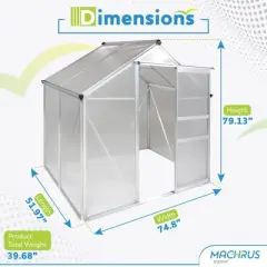 Machrus Ogrow 4 x 6 FT Walk-In Aluminium Greenhouse with Sliding Door and Adjustable Roof Vent