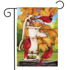Water Pump And Cardinals Fall Garden Flag Autumn Leaves 12.5"x18" Briarwood Lane