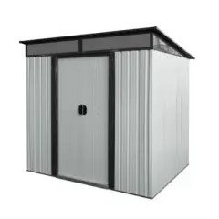 Syemin Storage Sheds 6ft X 5ft Outdoor Metal Storage Shed with Lockable Sliding Doors and Transparent Plate for Garden, Lawn, Black, 72.5"*55.75"*71"