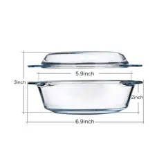 Itopfox Small Round Glass Casserole Dish with Lid, Microwave and Oven Safe Mini Glass Bowl for Cooking and Serving