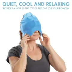Aculief Headache, Migraine, & Stress Relief Hat - Natural Ice Mask for Tension & Muscle Pain &ndash; Light Blue