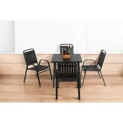 Mshliw 5-Piece Outdoor Dining Set, Plastic Chairs and Steel Table for Patio, Garden, Kitchen