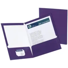 Oxford 2-Pocket Laminated Folder, 100 Sheet Capacity, Purple, Pack of 25