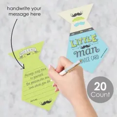 Big Dot of Happiness Dashing Little Man Mustache Party - Tie Wish Card Baby Shower Activities - Shaped Advice Cards Game - Set of 20