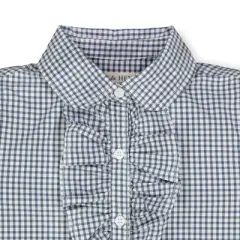 Hope & Henry Girls' Ruffle Front Shirt with Puff Sleeves, Infant